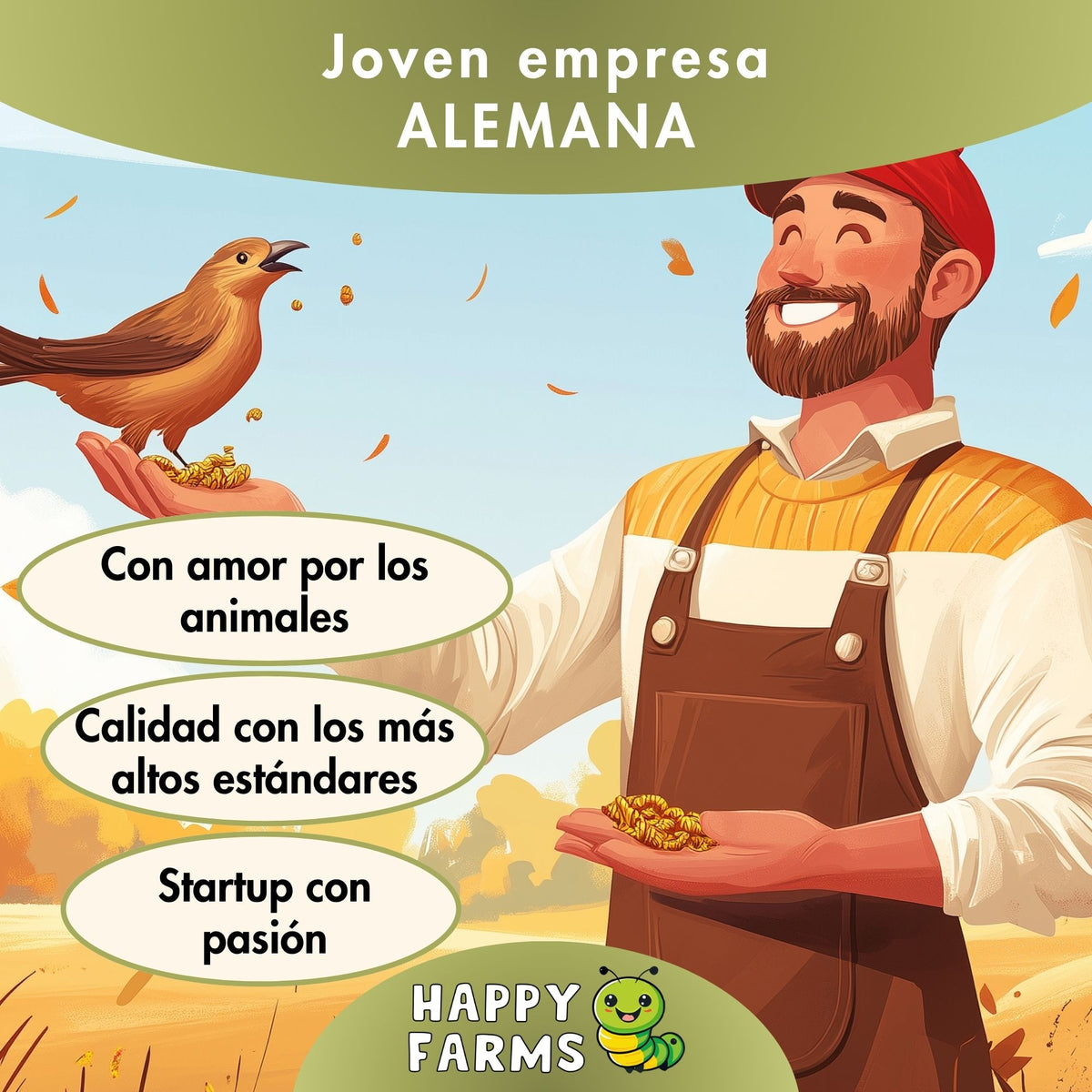 Larvas de mosca soldado negra deshidratadas Happy Farms – imagen informativa del producto