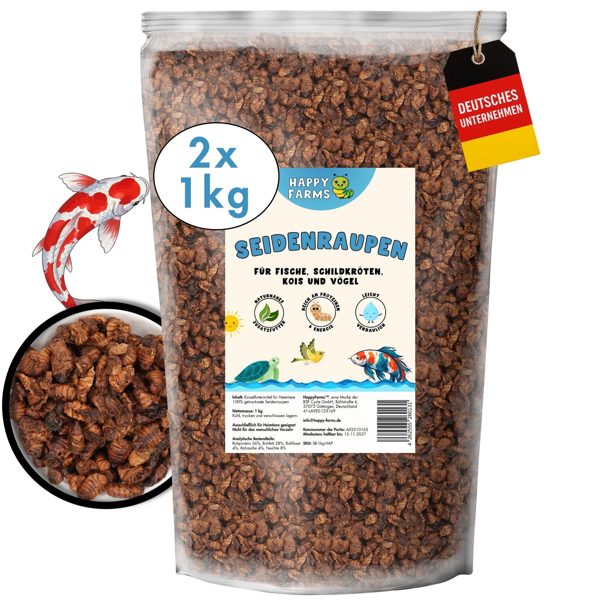 2kg Seidenraupen für Kois und Schildkröten