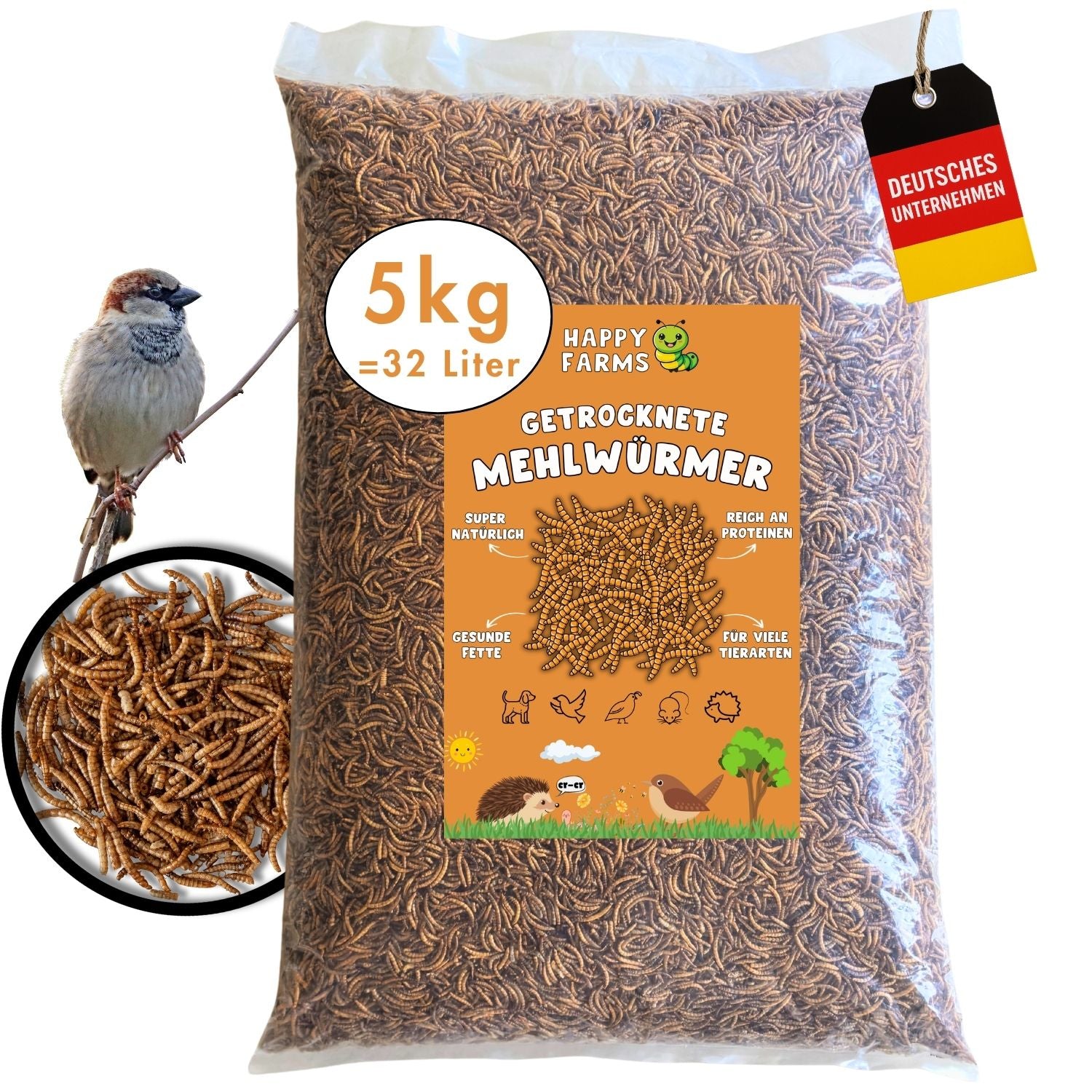 Getrocknete Mehlwürmer online kaufen – Happy Farms Vogelfutter & Igelfutter