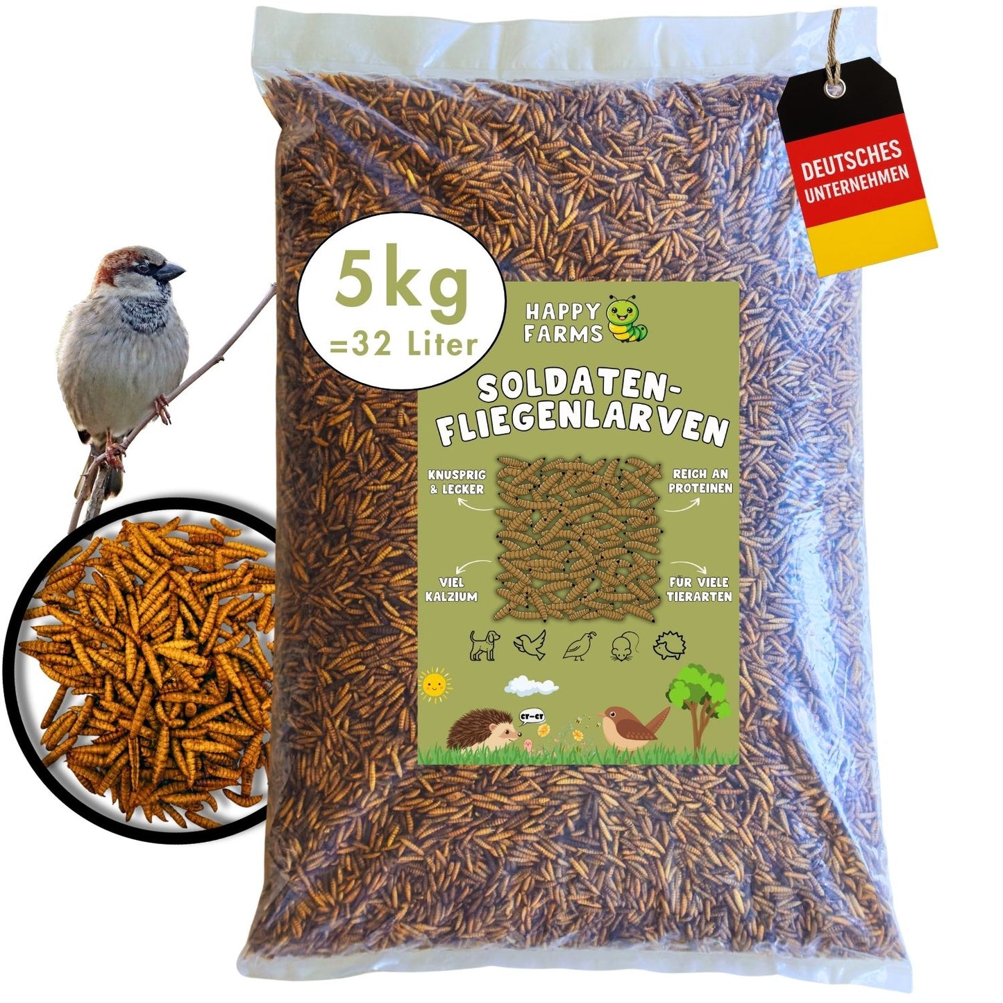 Getrocknete Soldatenfliegenlarven kaufen – Premium-Futter für Vögel & Igel